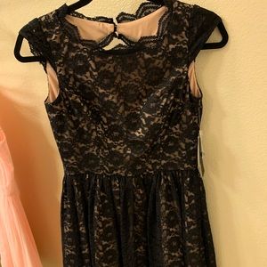 Aqua black midi dress